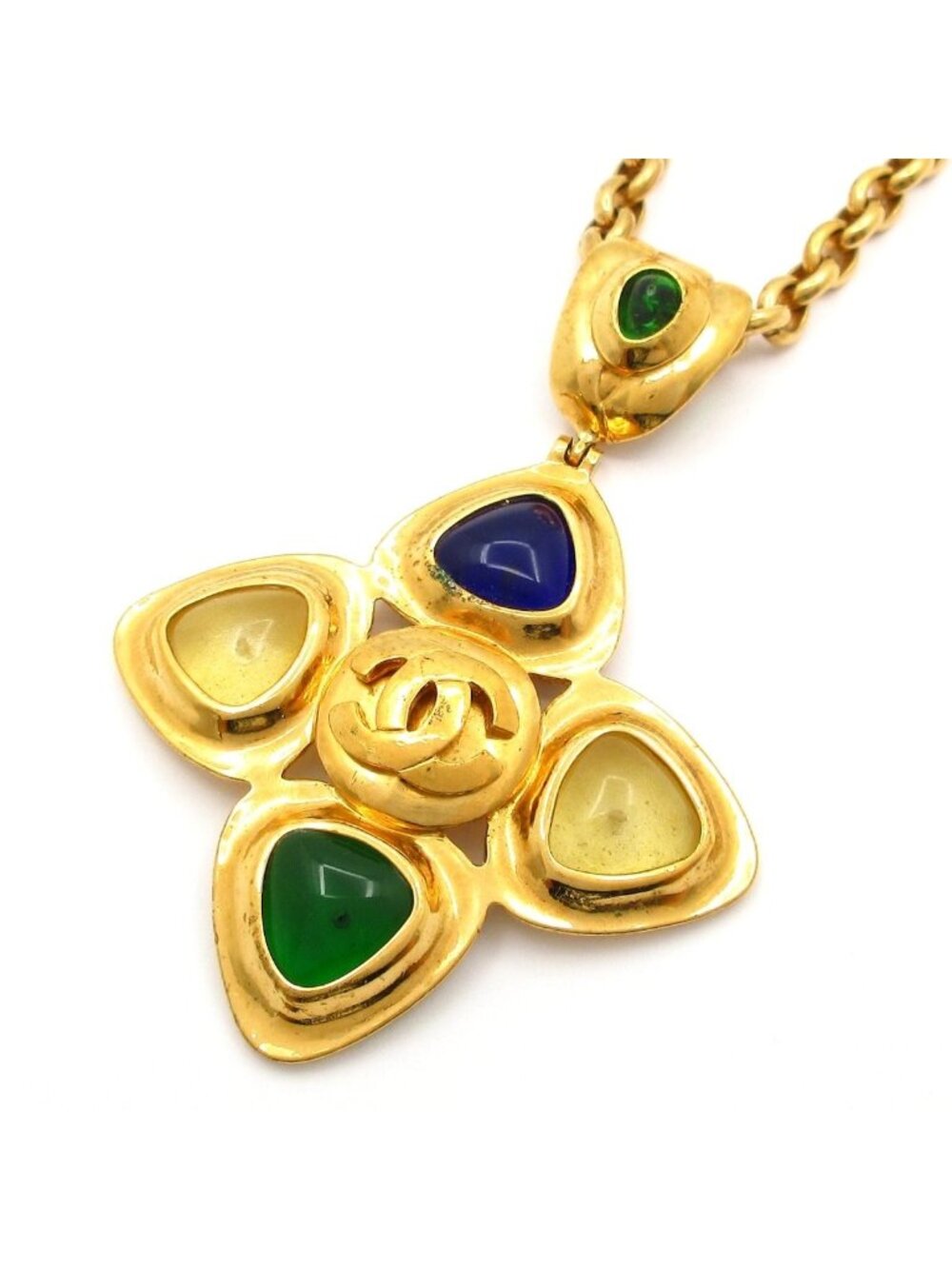 Chanel Necklace Gold Green Multi Gripoix
